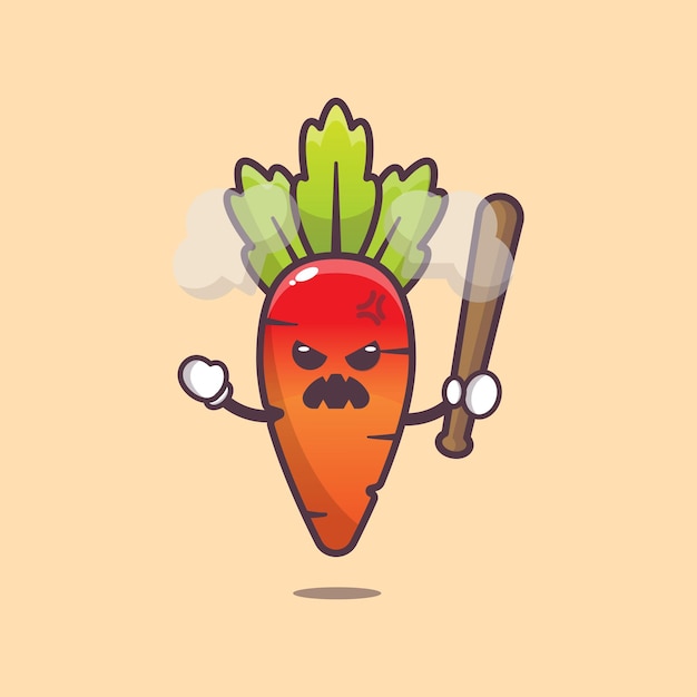 cartoon cute angry carrot illustration