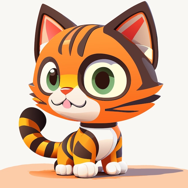 Cartoon cute animal kitty cat character for kids vector illustration