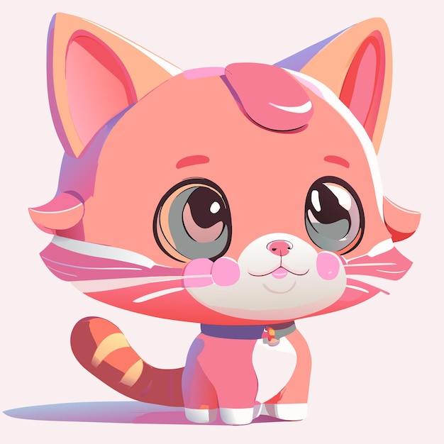 Vector cartoon cute animal kitty cat character for kids vector illustration