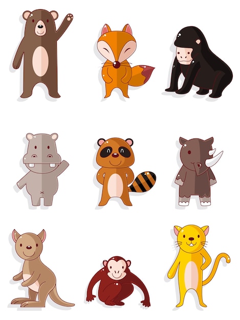 cartoon cute animal vectors set