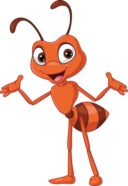 Vector cartoon cute ant on white background