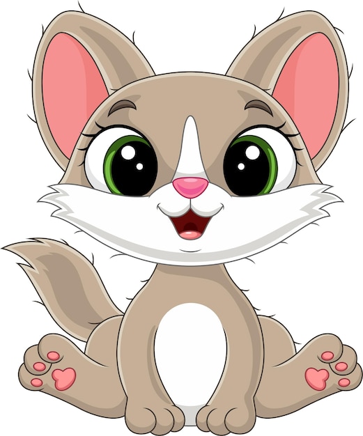 Cartoon cute baby cat sitting