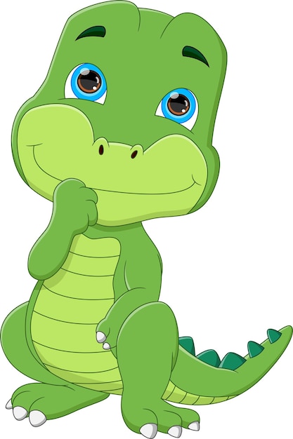 cartoon cute baby dinosaur on white background