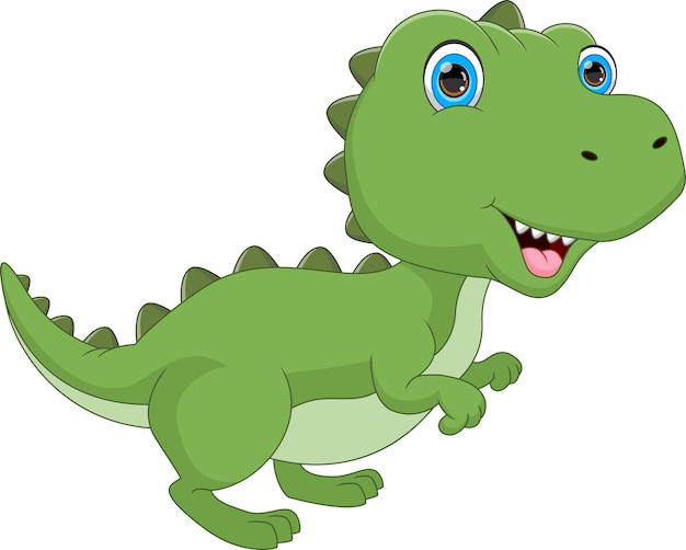 cartoon cute baby dinosaur on white background