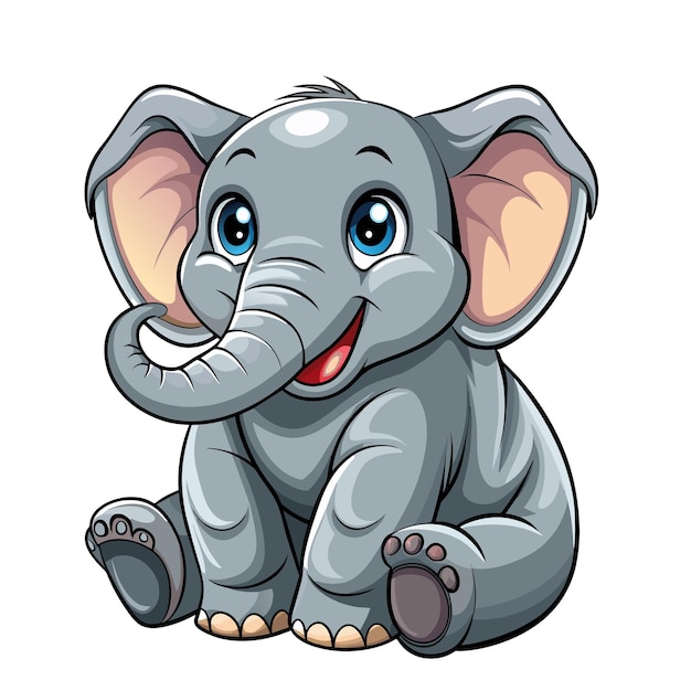 Cartoon cute baby elephant sitting