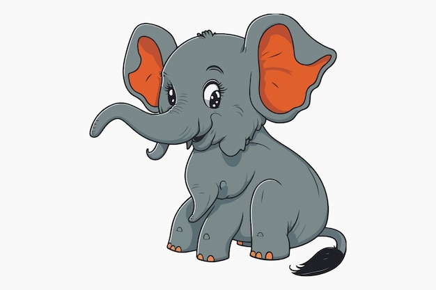 Cartoon cute baby elephant sitting