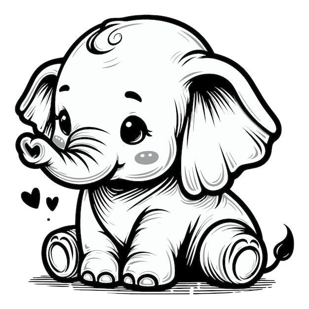 Vettore illustrazione vettoriale di un bambino elefante cartoon carino