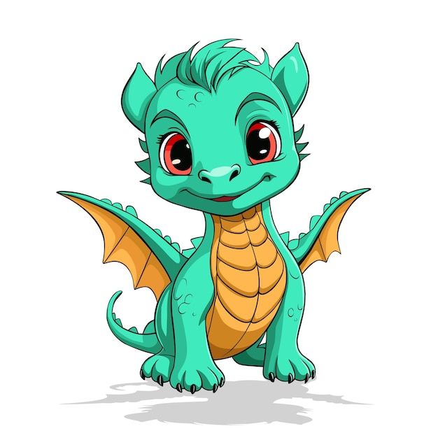 Vector cartoon cute baby fairytale fantasy dragon character medieval creatures dragon kid