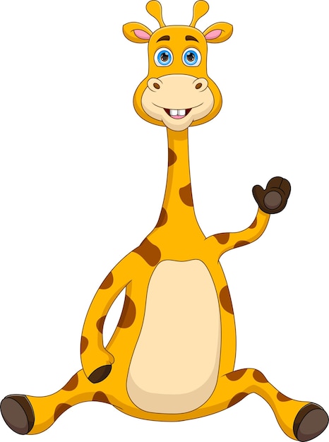 Cartone animato carino baby giraffa agitando