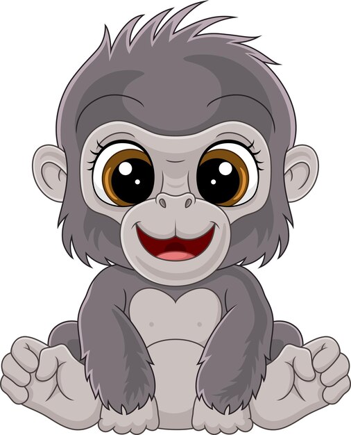 Cartone animato carino baby gorilla seduto