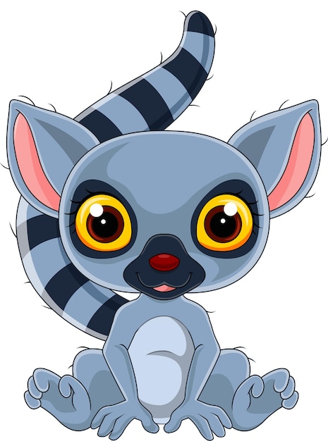  cartoon cute baby lemur sitting 