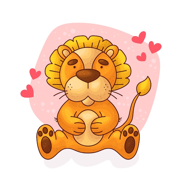 Cartoon cute baby lion.