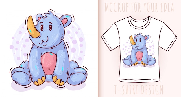 만화 귀여운 아기 코뿔소 티셔츠 디자인