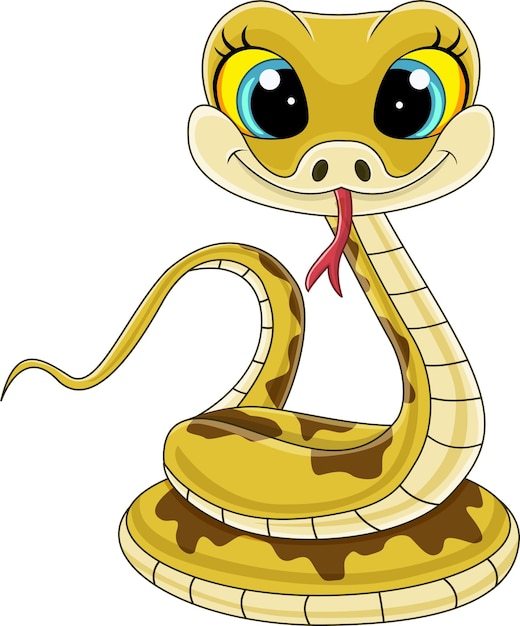 Vector cartoon cute baby snake sitting