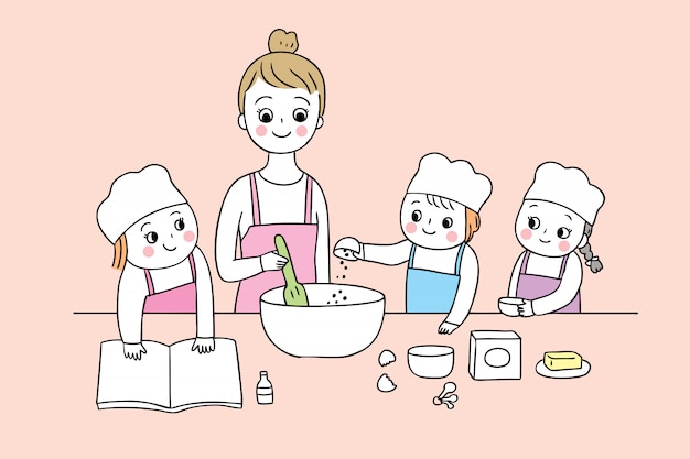 Cartoon cute back to school cooking class   