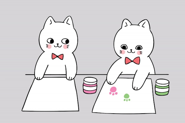 学校の猫と絵に戻ってかわいい漫画