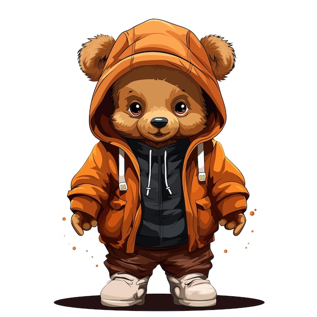 Cartoon cute bear toy in a jacket vector illustration eps