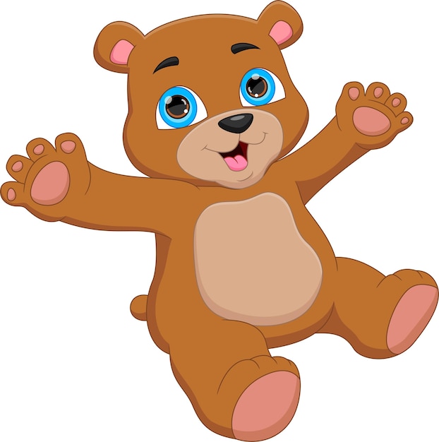 cartoon cute bear waving on white background