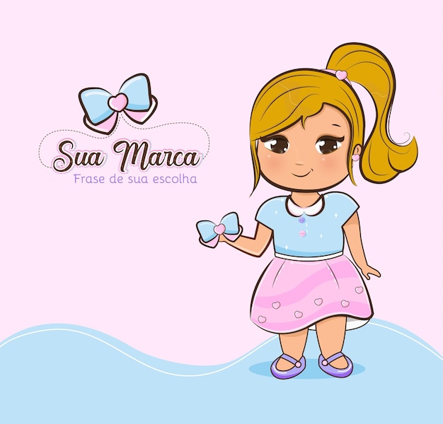 Cartoon cute blond girl illustration Vector