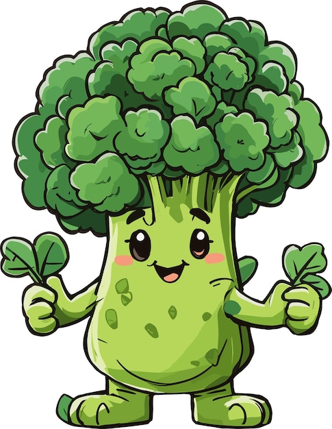 Vettore cartone animato un carino broccolo broccolo vettore cartone animado broccolo clipart