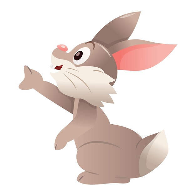 Vector cartoon cute bunny rabbit side reaching