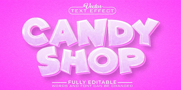 Мультяшный милый магазин конфет вектор редактируемый шаблон текстового эффекта