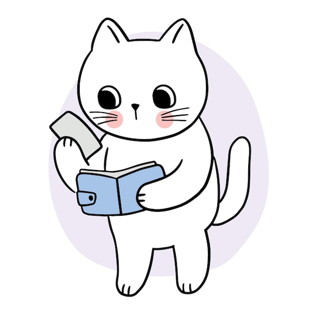 漫画かわいい猫とお金のベクトル