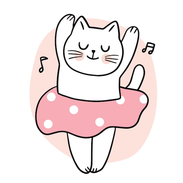 Cartoon cute cat dance vector