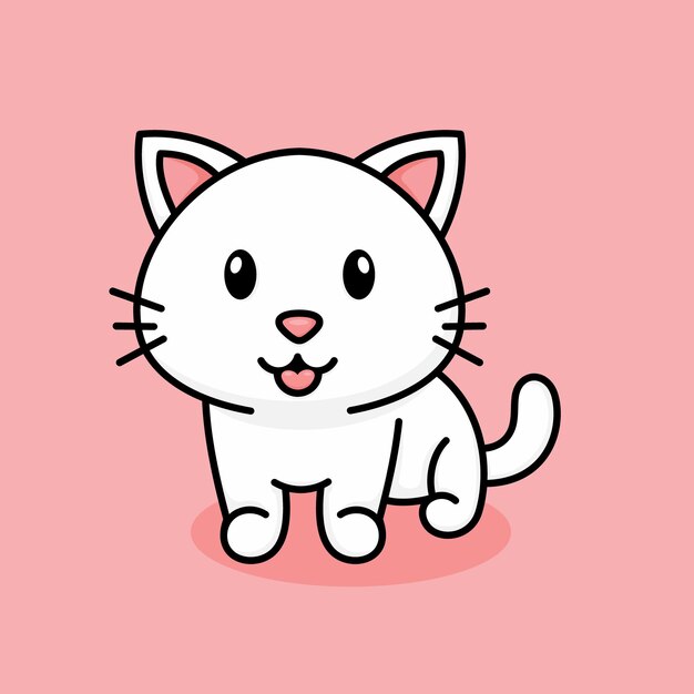 Vector cartoon cute cat sitting