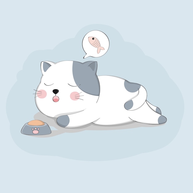 Cartoon cute cat sleep sketch animal character