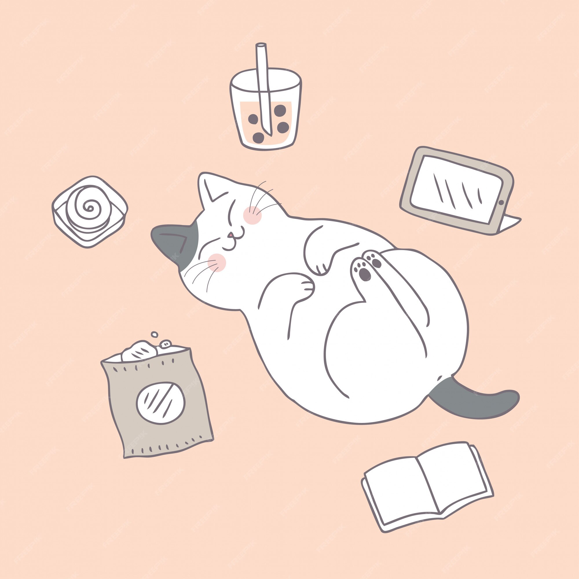 Мультяшные коты лежащие
