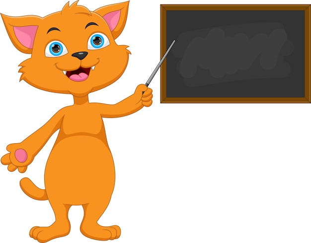 Cartoon cute cat with blackboard