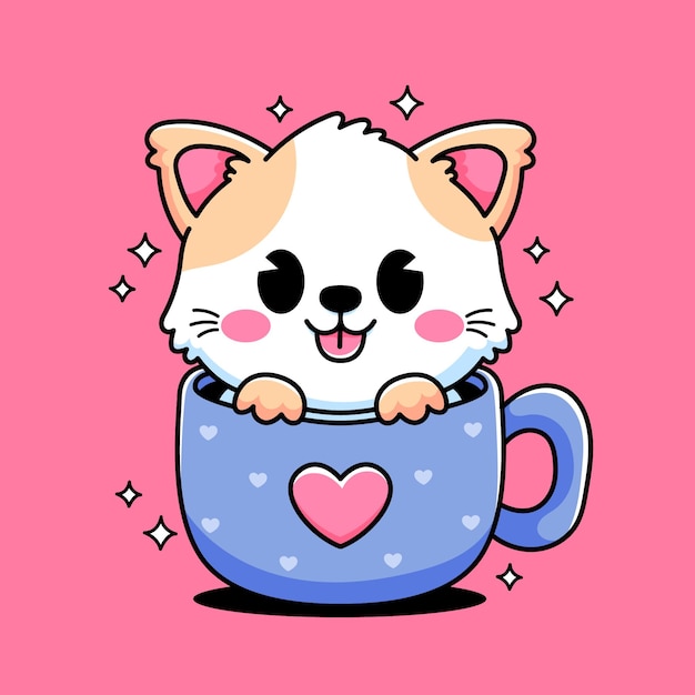 마그를 가진 만화 귀여운 고양이