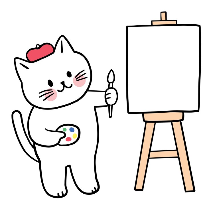 Vector cartoon cute character white cat vector.