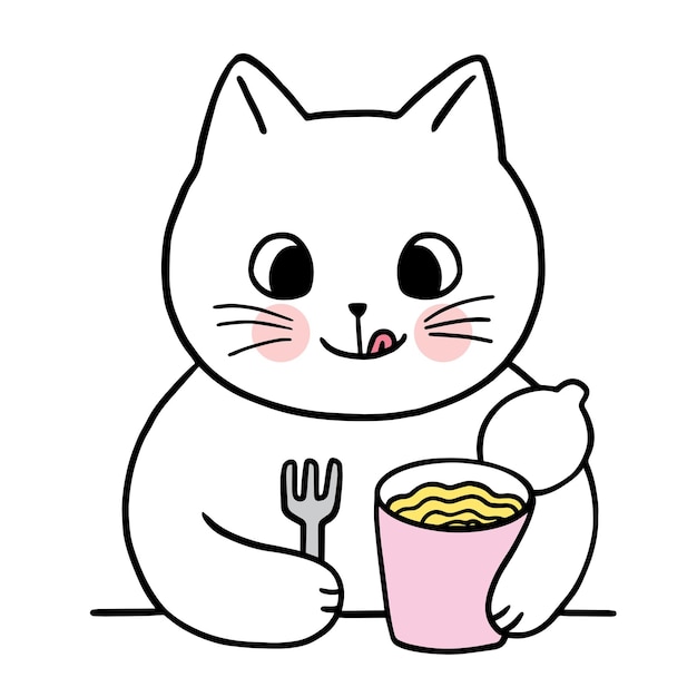 Cartoon cute character white cat vector