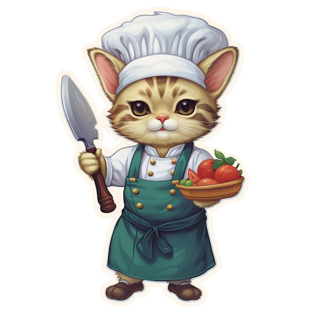 cartoon cute chef cat vector design