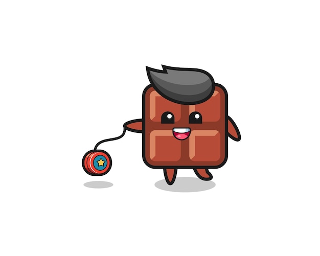 Cartoon of cute chocolate bar playing a yoyo cute design