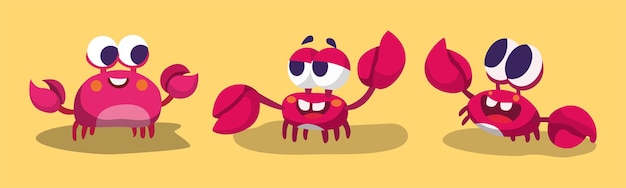 Vector cartoon cute crab vector set