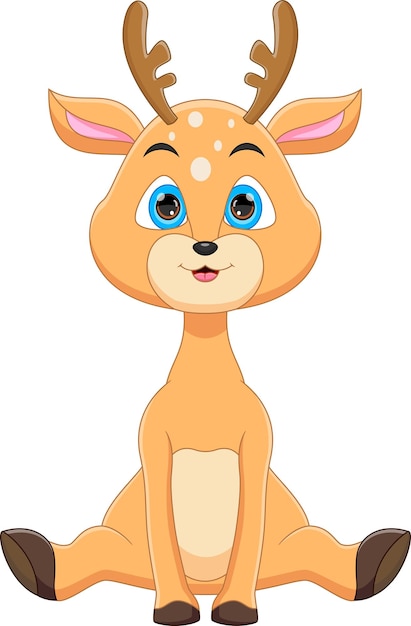 cartoon cute deer on white background