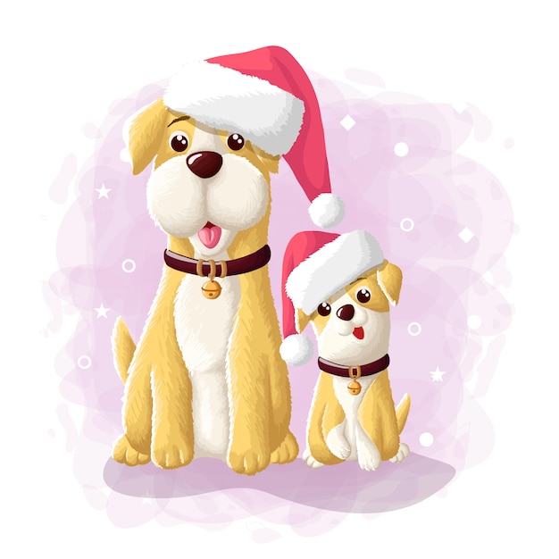 Cartoon Cute Dog Merry Christmas Eskimo Illustration