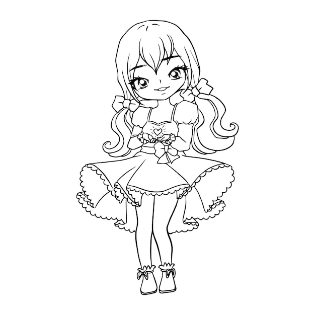 cartoon cute doodle coloring page kawaii anime illustration clipart character chibi drawing manga