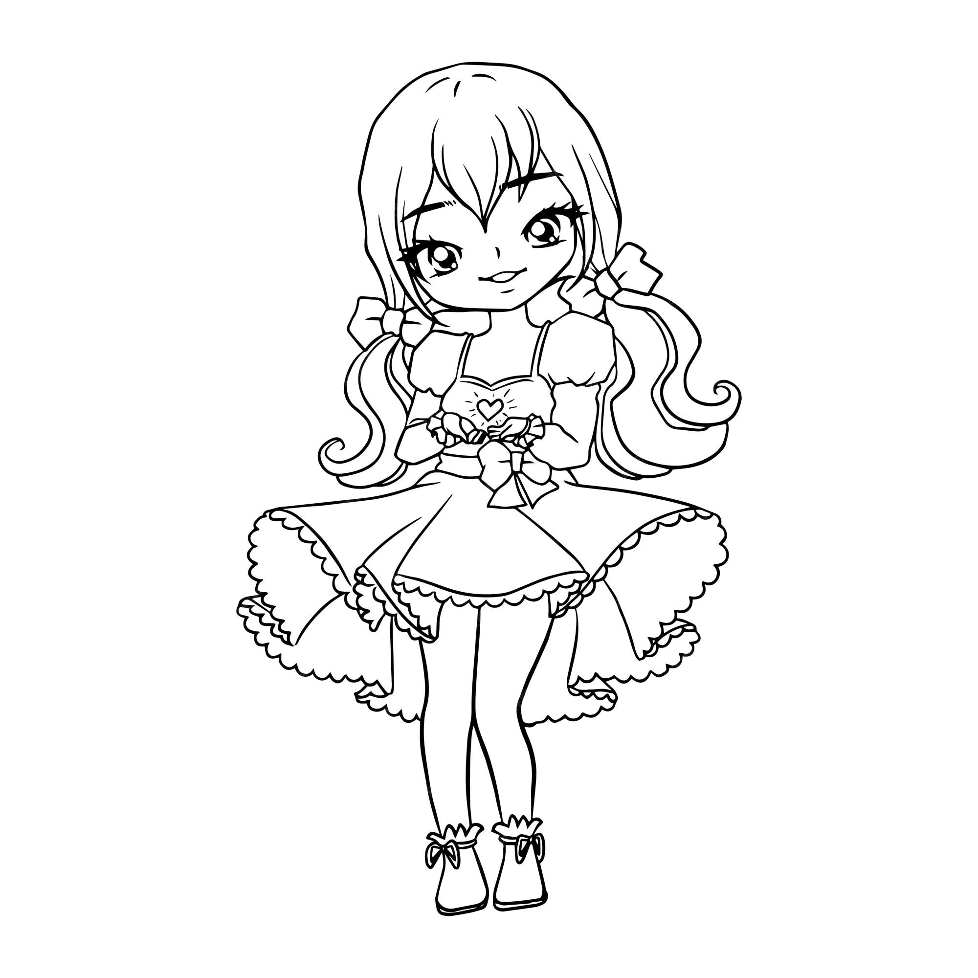 Premium Vector | Cartoon cute doodle coloring page kawaii anime ...