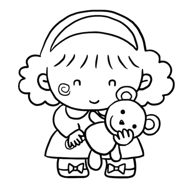 cartoon cute doodle coloring page kawaii anime illustration clipart character chibi drawing manga