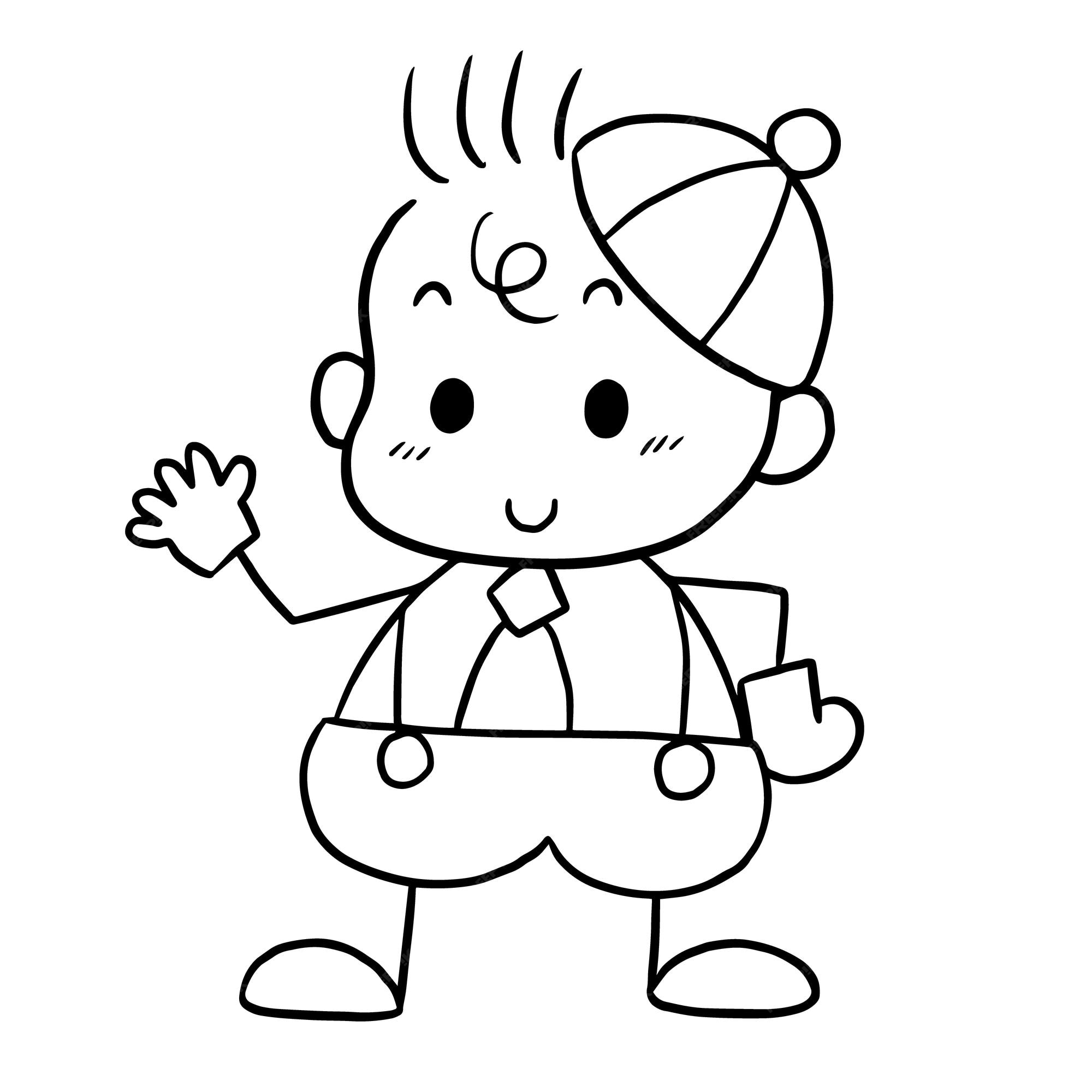 school boy cartoon doodle kawaii anime coloring page cute illustration  drawing character chibi manga comic 24692578 Vector Art at Vecteezy