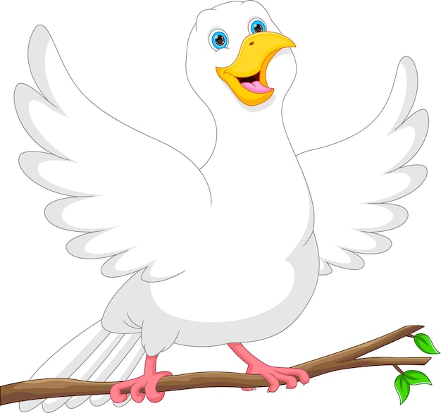 cartoon cute dove bird on white background