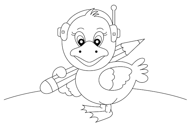 cartoon cute duck for coloring page