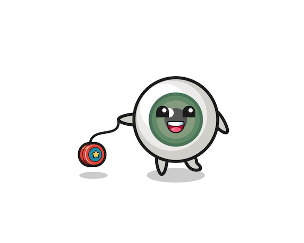 Vector cartoon of cute eyeball playing a yoyo