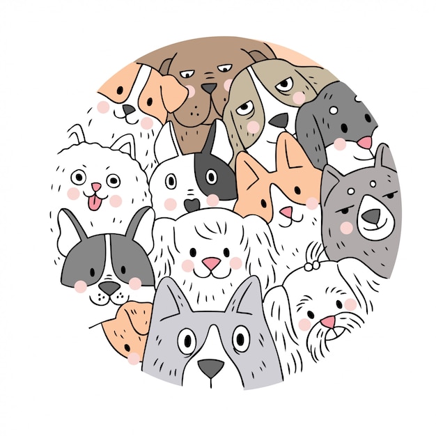 Cartoon cute face dogs vector. 