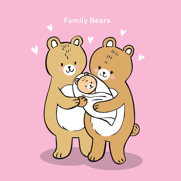 Cartoon cute family bears vector.