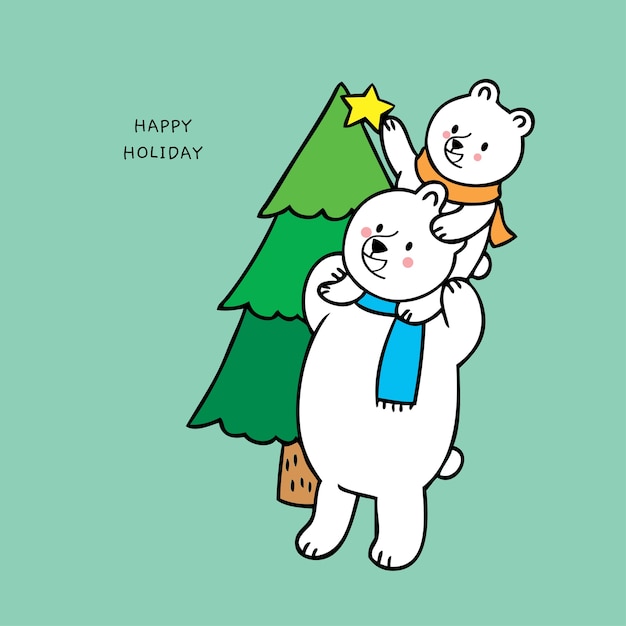 Cartoon cute family polar bears